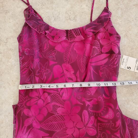 B Smart Y2k Floral Slip Dress Knee-length Lace-up Back Raspberry Purple Size 5/6 - Picture 8 of 9